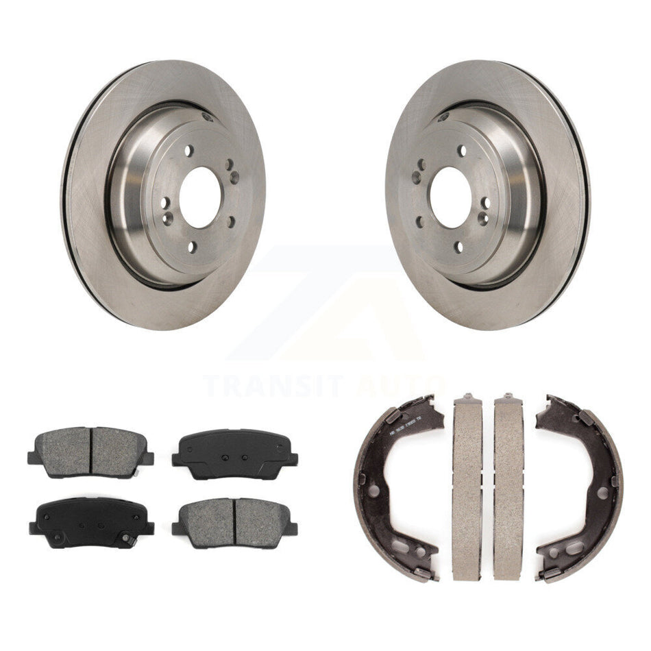 Rear Disc Rotors Semi-Metallic Pads & Parking Brake Shoes Kit For 2011-2013 Hyundai Equus K8S-104378