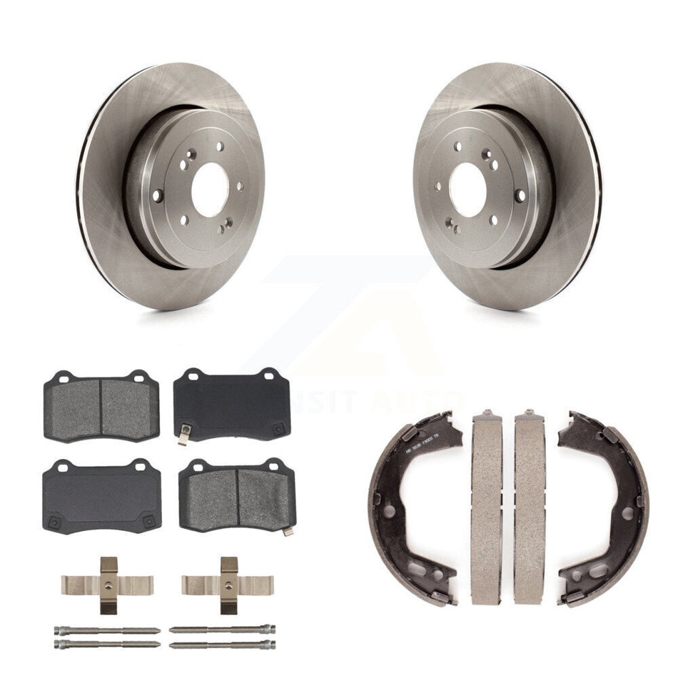 Rear Disc Rotors Semi-Metallic Pads And Parking Brake Shoes Kit For Hyundai Genesis Coupe K8S-104380