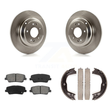 Rear Disc Rotors Semi-Metallic Pads And Parking Brake Shoes Kit For Hyundai Genesis Coupe K8S-104381