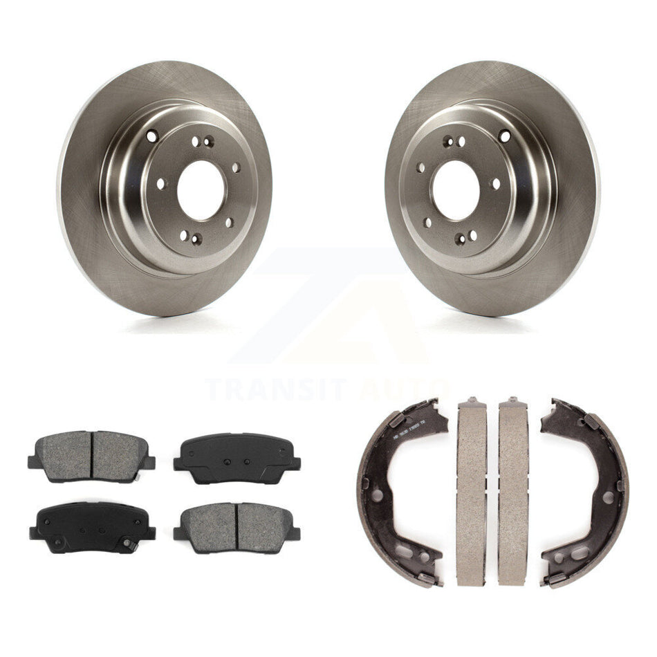 Rear Disc Rotors Semi-Metallic Pads And Parking Brake Shoes Kit For Hyundai Genesis Coupe K8S-104381