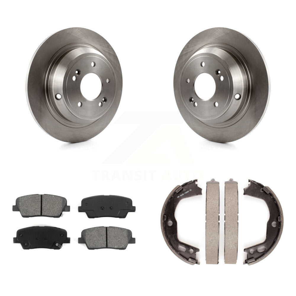 Rear Disc Rotors Semi-Metallic Pads And Parking Brake Shoes Kit For Hyundai Genesis K8S-104382
