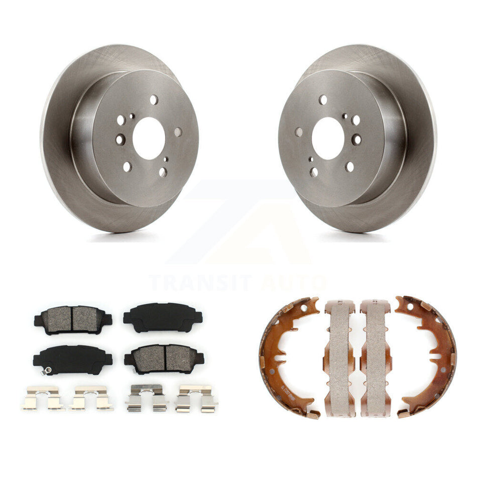 Rear Disc Rotors Semi-Metallic Pads & Parking Brake Shoes Kit For 2004-2010 Toyota Sienna K8S-104386