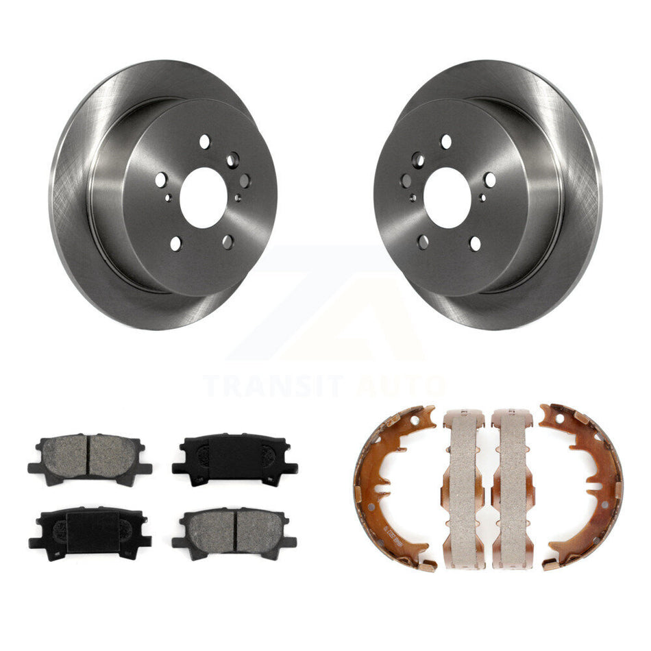 Rear Disc Rotors Semi-Metallic Pads & Parking Shoes Kit For Lexus RX350 Toyota Highlander K8S-104387