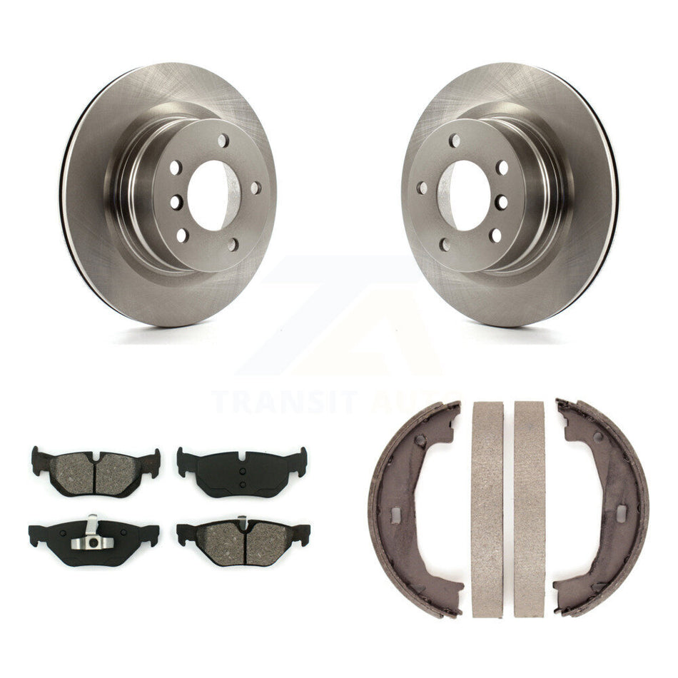 Rear Disc Rotors Semi-Metallic Pads And Parking Brake Shoes Kit For 2008-2013 BMW 128i K8S-104388