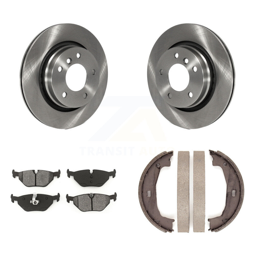 Rear Disc Rotors Semi-Metallic Pads Parking Shoes Kit For BMW 325i 325Ci 323Ci 323i 328Ci K8S-104389