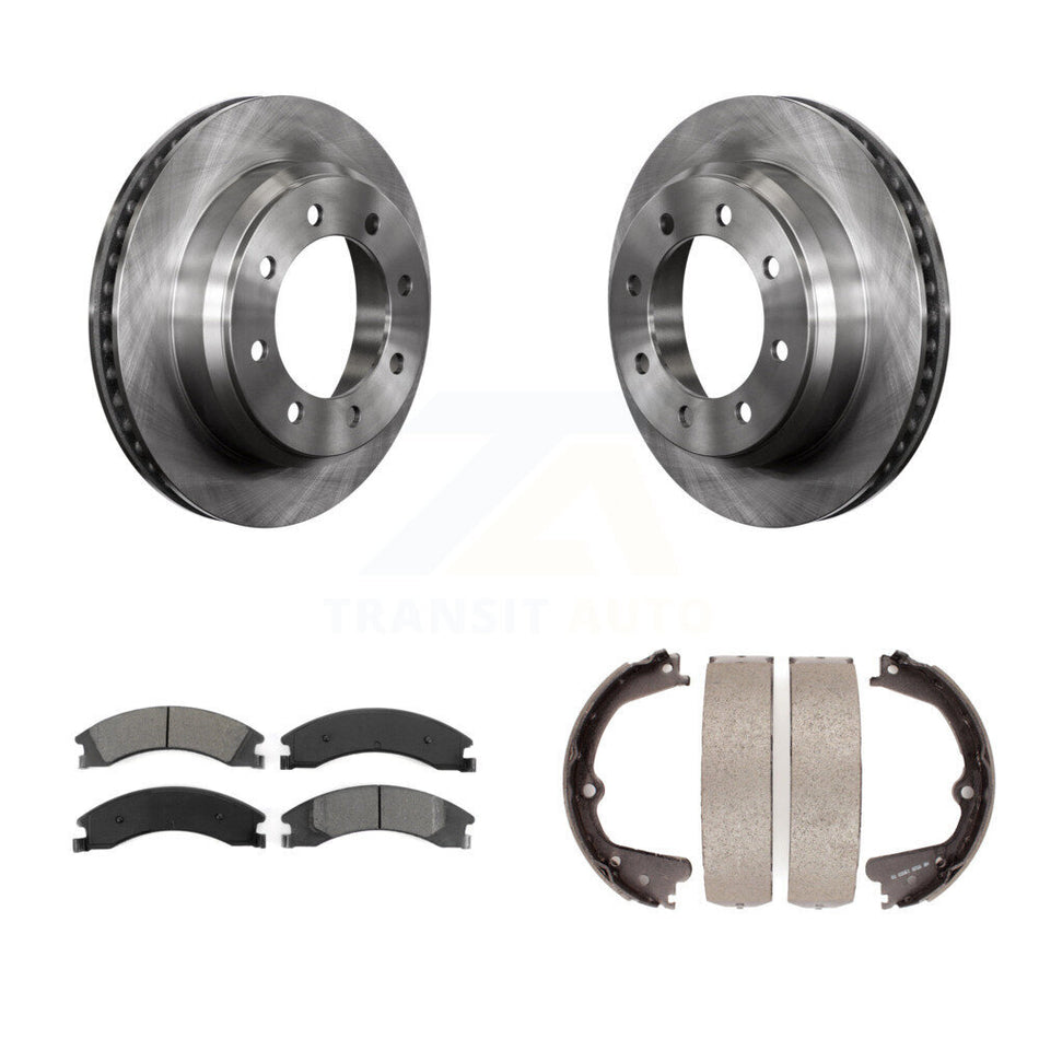 Rear Disc Rotors Semi-Metallic Pads And Parking Shoes Kit For Ford E-350 Super Duty E-250 K8S-104393