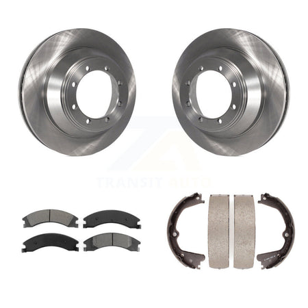 Rear Disc Rotors Semi-Metallic Pads And Parking Brake Shoes Kit For Ford E-450 Super Duty K8S-104397