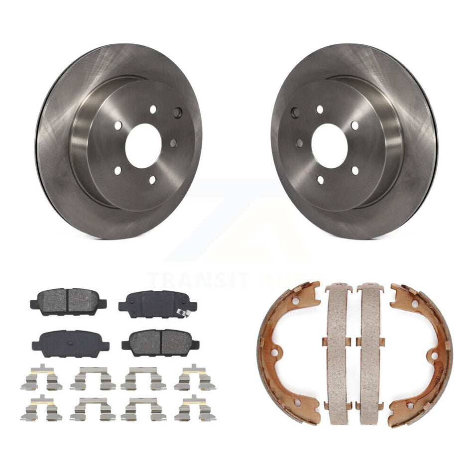 Rear Disc Rotors Semi-Metallic Pads Parking Shoes Kit For INFINITI FX35 Nissan Quest FX45 K8S-104399