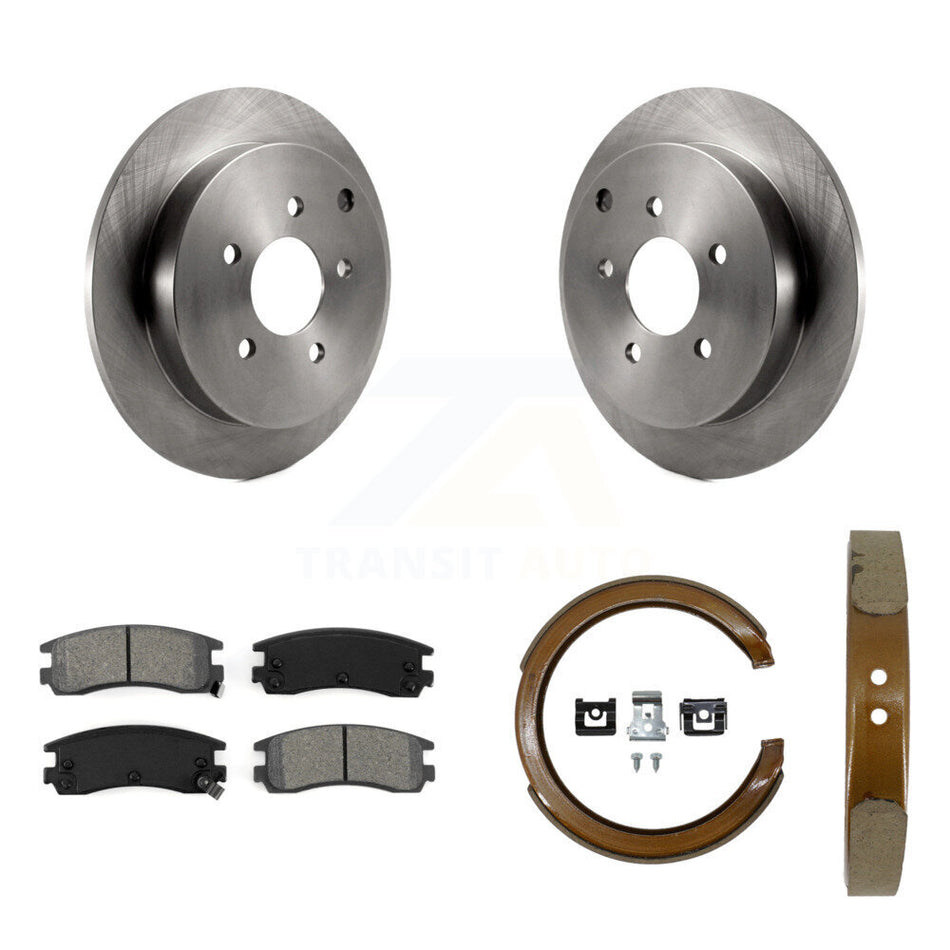 Rear Disc Rotors Semi-Metallic Pads Parking Shoes Kit For Buick Rendezvous Pontiac Aztek K8S-104400