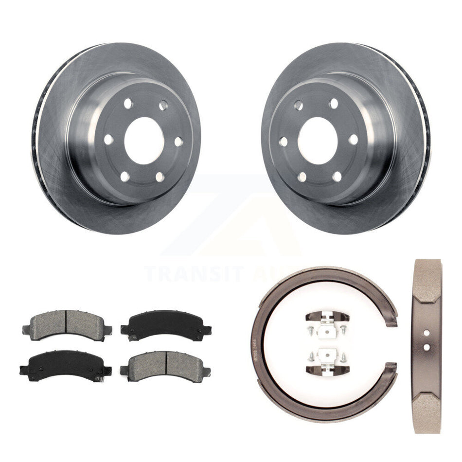 Rear Disc Rotors Semi-Metallic Pads Parking Shoes Kit For Chevrolet GMC Avalanche 1500 XL K8S-104407