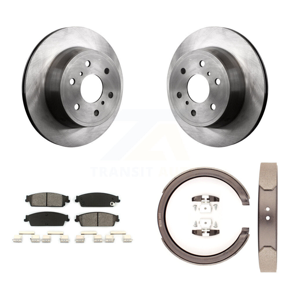 Rear Disc Rotors Semi-Metallic Pads Parking Shoes Kit For Chevrolet GMC Sierra 1500 Tahoe K8S-104408