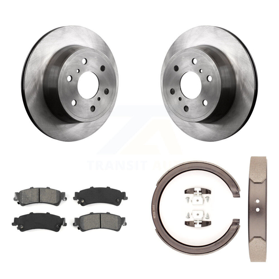 Rear Disc Rotors Semi-Metallic Pads & Parking Brake Shoes Kit For GMC Sierra 1500 Classic K8S-104412