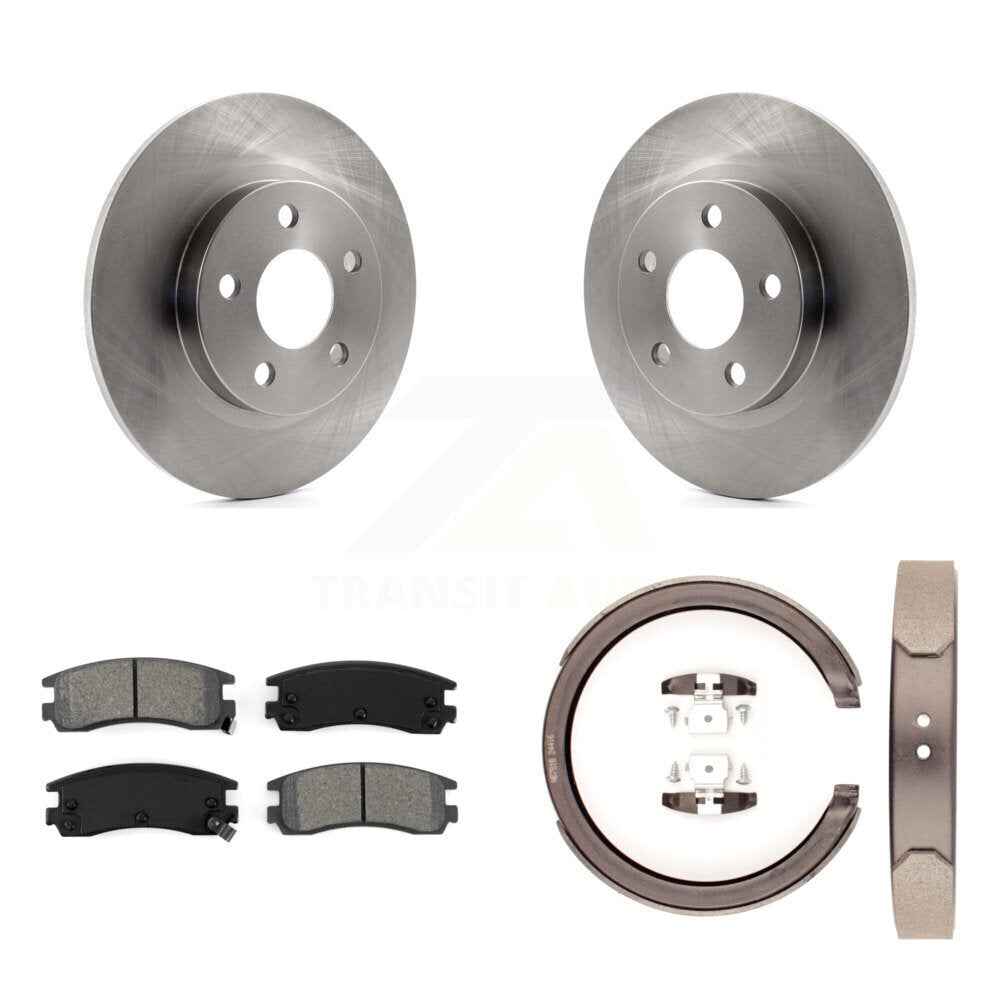 Rear Disc Rotors Semi-Metallic Pads And Parking Brake Shoes Kit For Cadillac DeVille K8S-104413