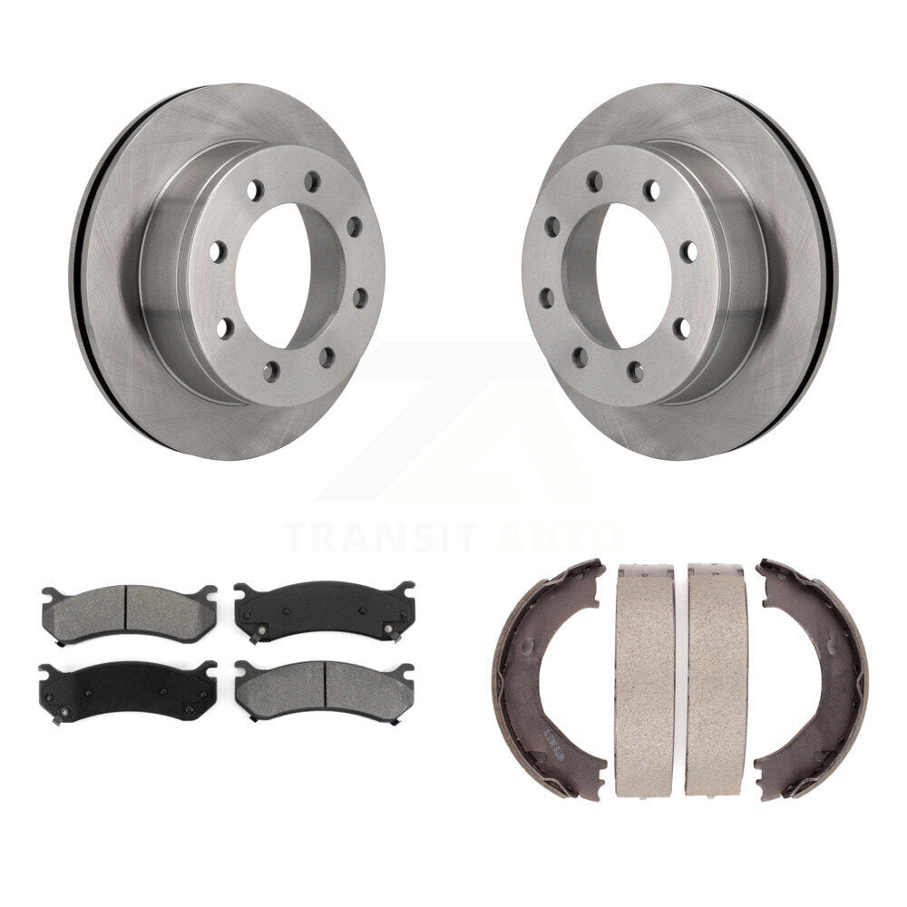 Rear Disc Rotors Semi-Metallic Pads Parking Shoes Kit For Chevrolet GMC Silverado 2500 HD K8S-104415