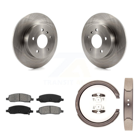 Rear Disc Rotors Semi-Metallic Pads Parking Shoes Kit For Cadillac DTS With 5 Lug Wheels K8S-104418