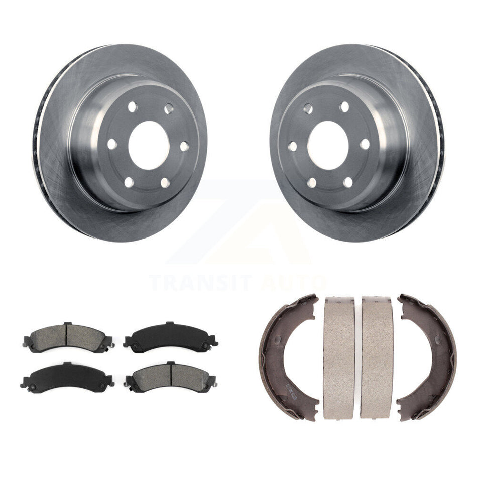 Rear Disc Rotors Semi-Metallic Pads & Parking Shoes Kit For Chevrolet Silverado 1500 GMC K8S-104419