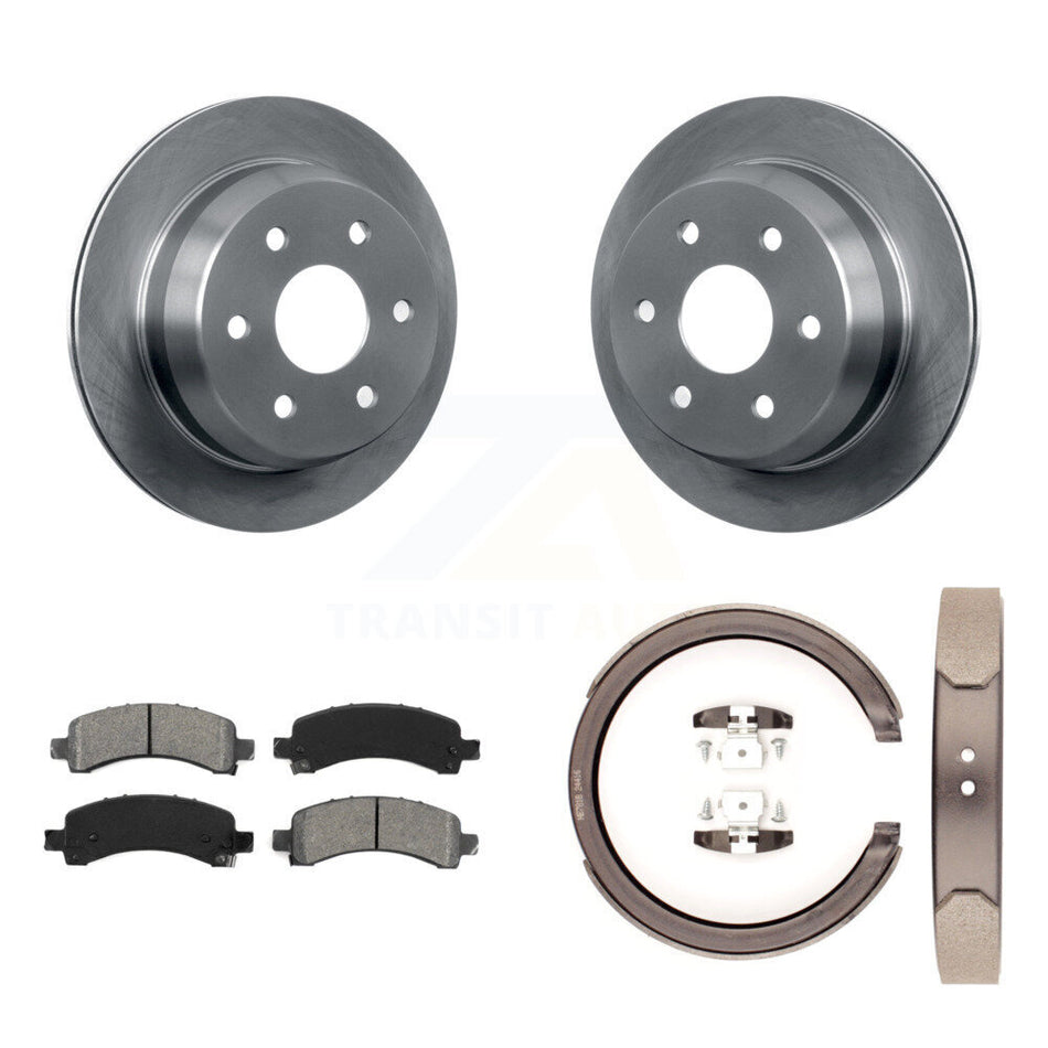 Rear Disc Rotors Semi-Metallic Pads & Parking Shoes Kit For 2002 Chevrolet Avalanche 1500 K8S-104421