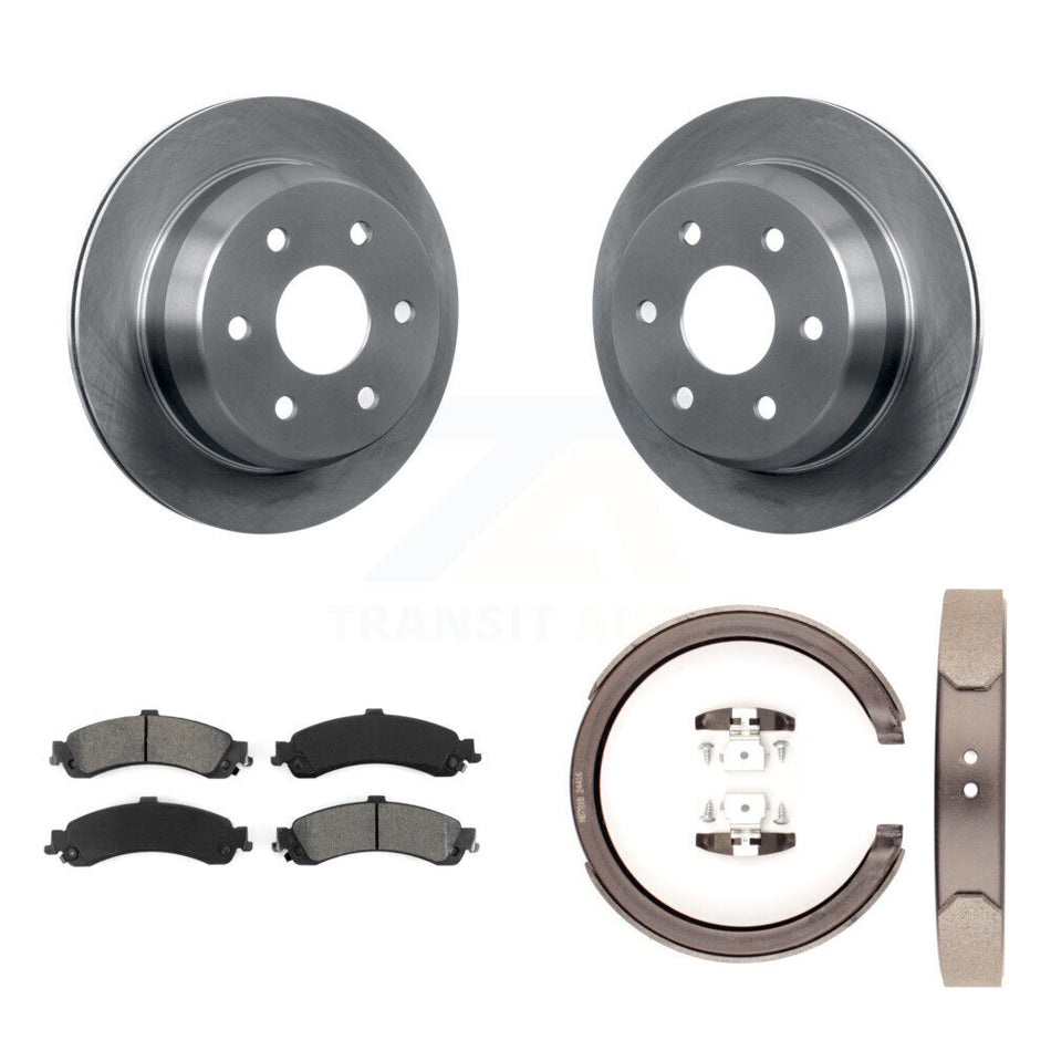 Rear Disc Rotors Semi-Metallic Pads Parking Shoes Kit For 02 Chevrolet Suburban 1500 4WD K8S-104422