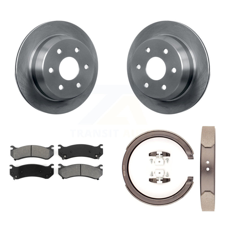 Rear Disc Rotors Semi-Metallic Pads & Parking Brake Shoes Kit For Chevrolet Suburban 2500 K8S-104423