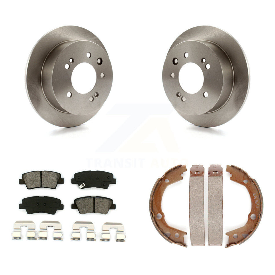 Rear Disc Rotors Semi-Metallic Pads & Parking Shoes Kit For Hyundai Elantra From 03 23 10 K8S-104428