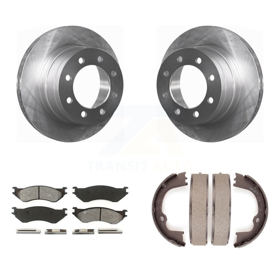 Rear Disc Rotors Semi-Metallic Pads And Parking Brake Shoes Kit For Dodge Ram 1500 K8S-104431