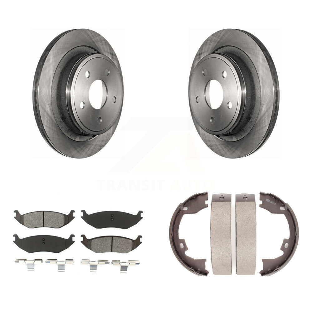 Rear Disc Rotors Semi-Metallic Pads And Parking Brake Shoes Kit For Dodge Ram 1500 K8S-104432