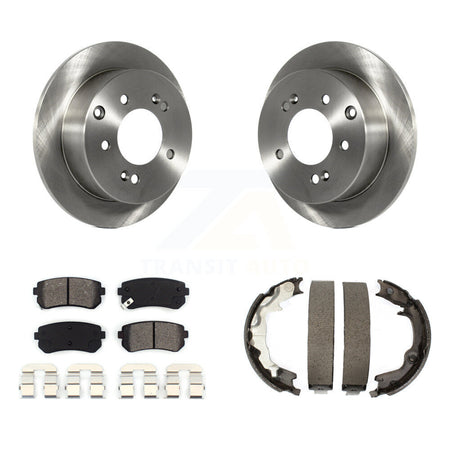 Rear Disc Rotors Semi-Metallic Pads Parking Brake Shoes Kit For 2010-2013 Kia Forte Koup K8S-104438