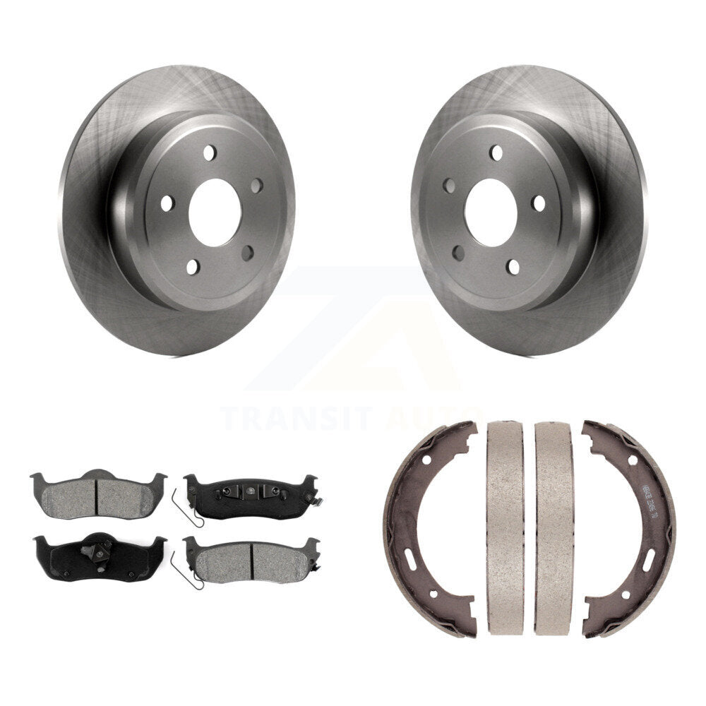 Rear Disc Rotors Semi-Metallic Pads & Parking Shoes Kit For Jeep Grand Cherokee Commander K8S-104441