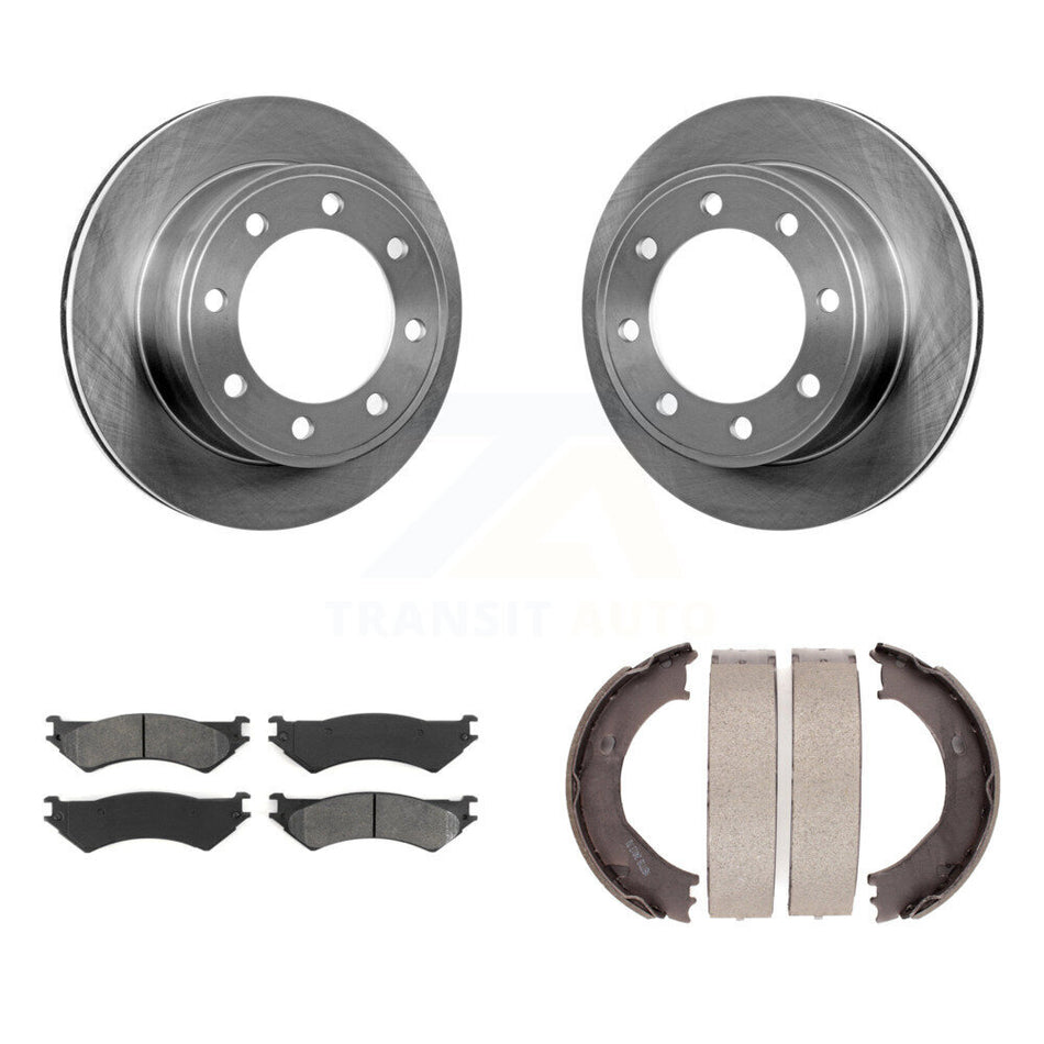Rear Disc Rotors Semi-Metallic Pads And Parking Shoes Kit For Ford E-350 Super Duty E-250 K8S-104443