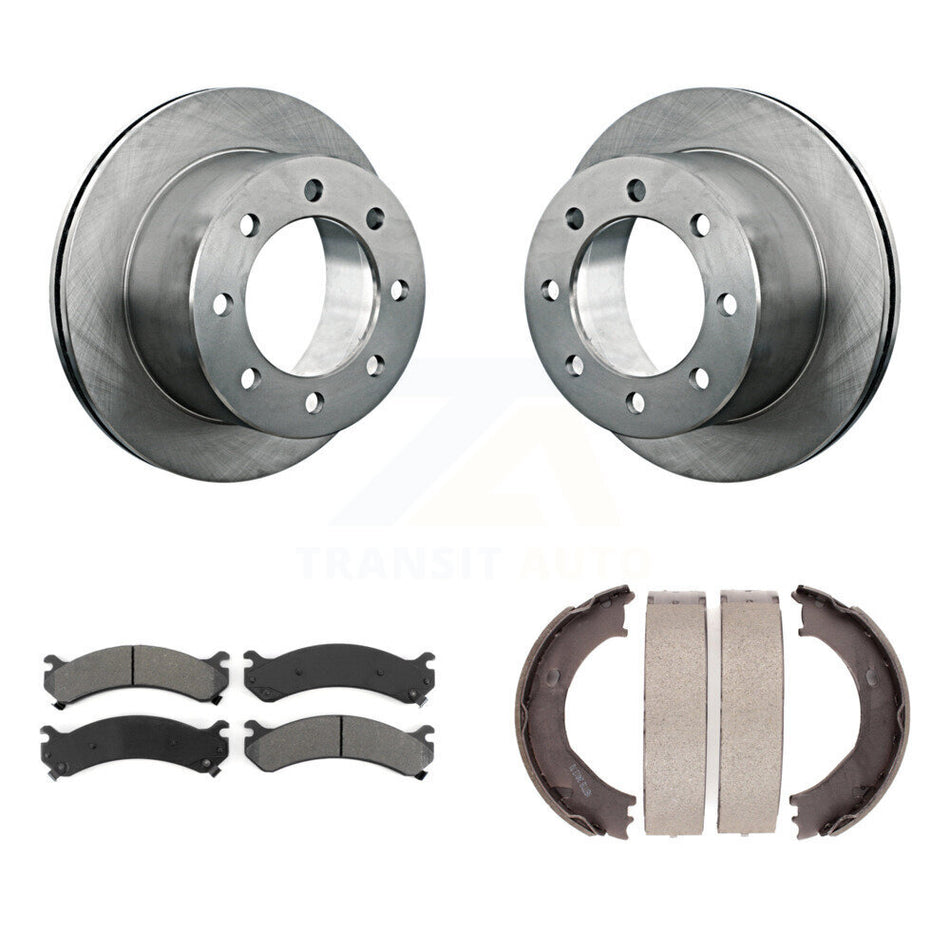 Rear Disc Rotors Semi-Metallic Pads Parking Shoes Kit For Chevrolet GMC Silverado 3500 HD K8S-104446