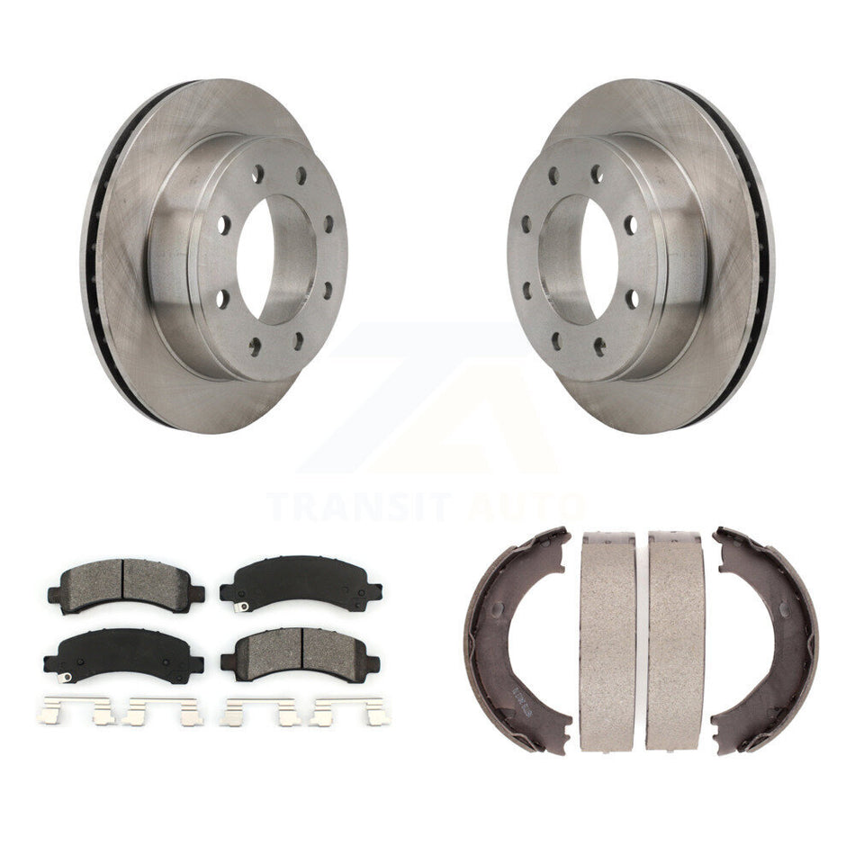 Rear Disc Rotors Semi-Metallic Pads And Parking Shoes Kit For Chevrolet Express 2500 GMC K8S-104448
