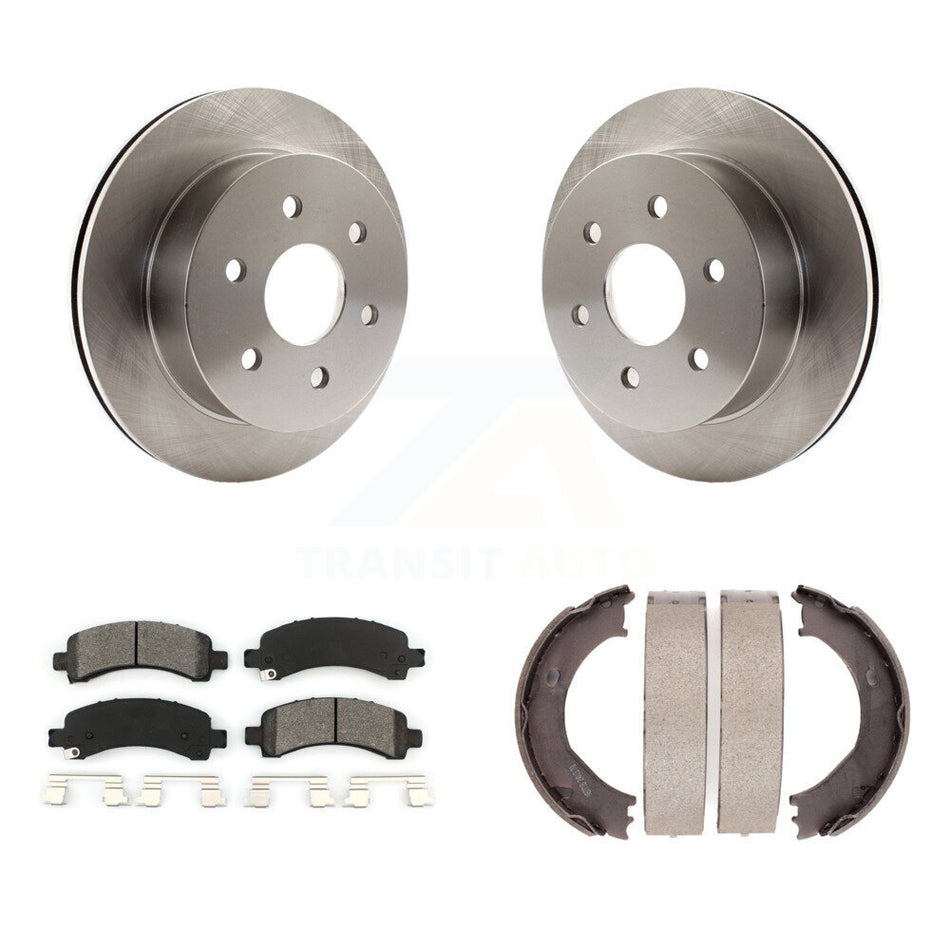 Rear Disc Rotors Semi-Metallic Pads And Parking Shoes Kit For Chevrolet Express 2500 GMC K8S-104449