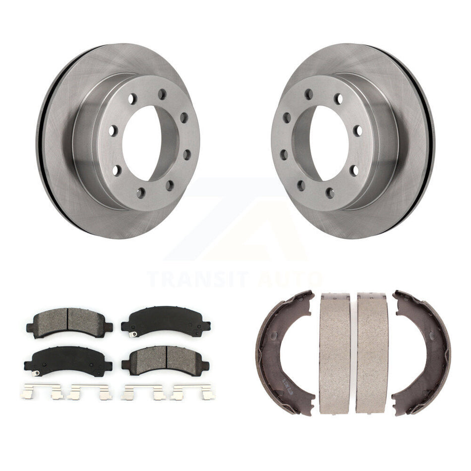 Rear Disc Rotors Semi-Metallic Pads Parking Shoes Kit For Chevrolet GMC Express 3500 2500 K8S-104451