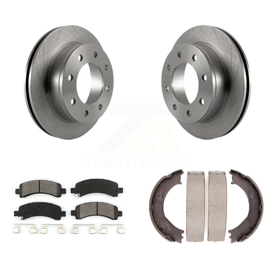 Rear Disc Rotors Semi-Metallic Pads Parking Shoes Kit For Chevrolet Express 3500 GMC 2500 K8S-104456