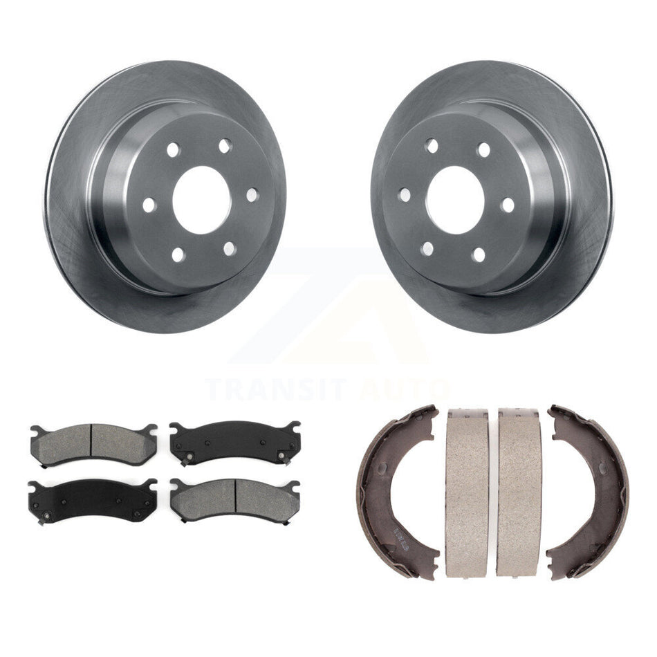 Rear Disc Rotors Semi-Metallic Pads Parking Shoes Kit For Chevrolet Silverado 2500 HD GMC K8S-104458