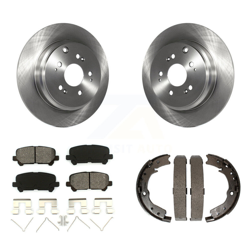 Rear Disc Rotors Semi-Metallic Pads & Parking Brake Shoes Kit For 2011-2017 Honda Odyssey K8S-104460