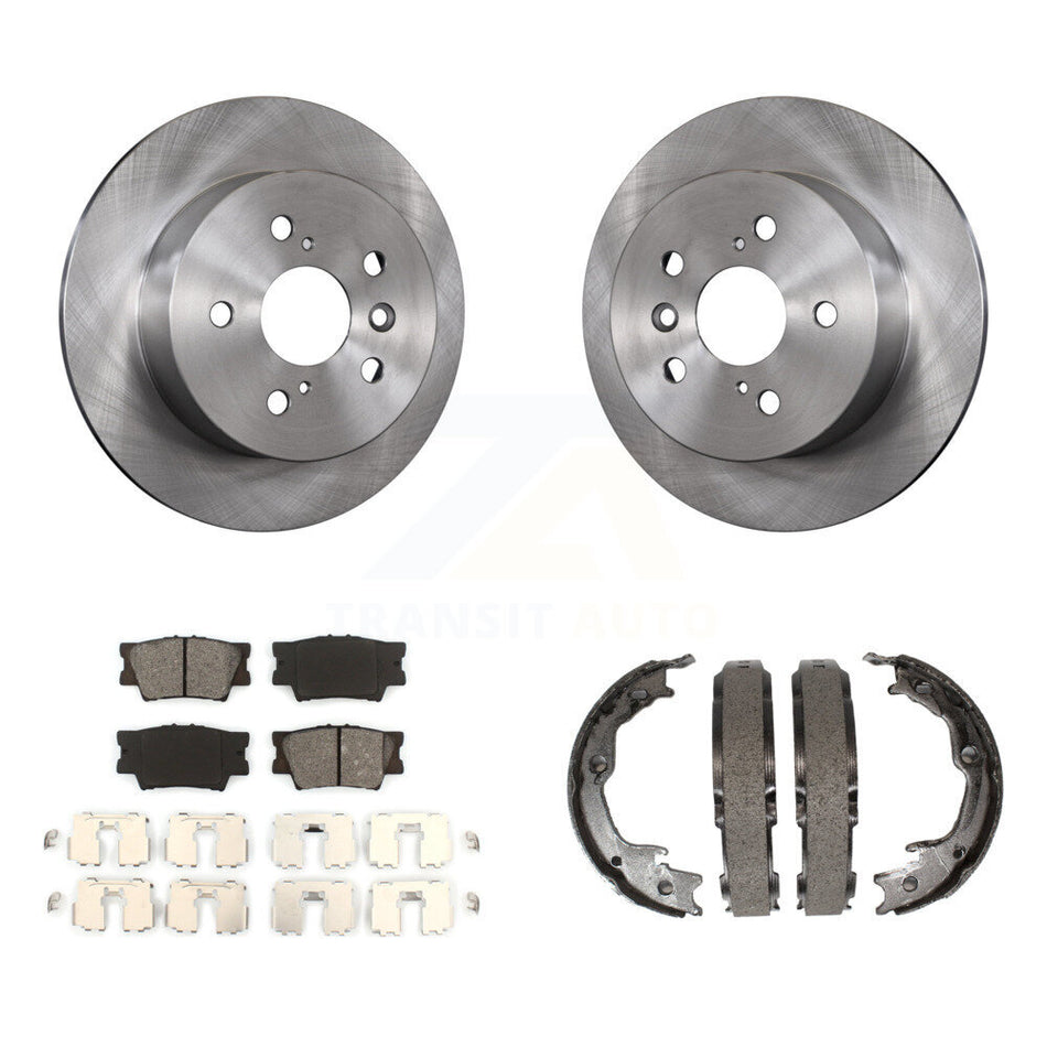 Rear Disc Rotors Semi-Metallic Pads Parking Shoes Kit For Toyota Camry Lexus ES350 Avalon K8S-104462