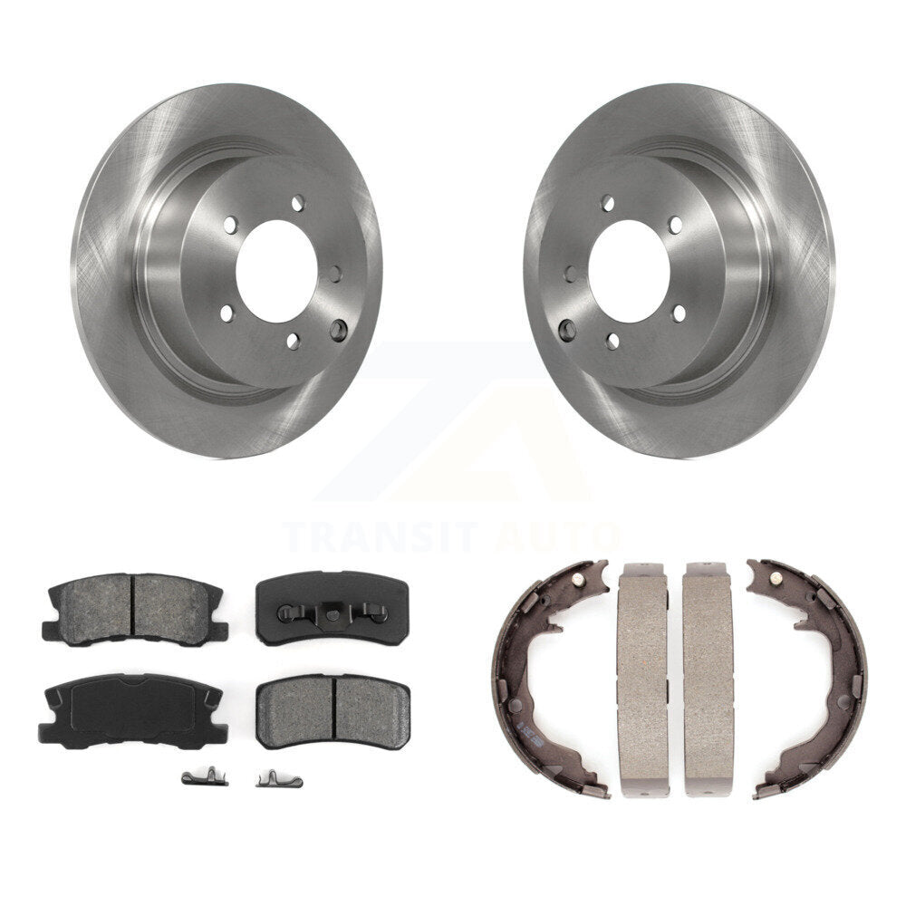 Rear Disc Rotors Semi-Metallic Pads Parking Shoes Kit For Jeep Mitsubishi Patriot Compass K8S-104463