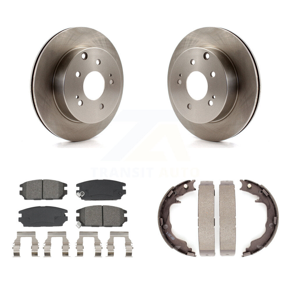 Rear Disc Rotors Semi-Metallic Pads Parking Brake Shoes Kit For Mitsubishi Eclipse Galant K8S-104464