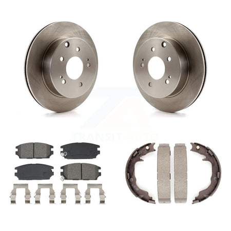 Rear Disc Rotors Semi-Metallic Pads Parking Brake Shoes Kit For Mitsubishi Eclipse Galant K8S-104464