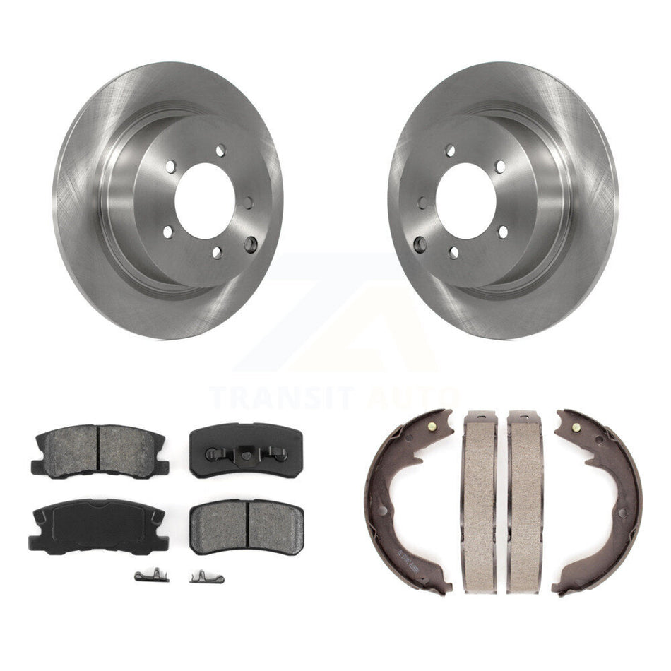 Rear Disc Rotors Semi-Metallic Pads Parking Shoes Kit For 2008 Mitsubishi Outlander 2.4L K8S-104469