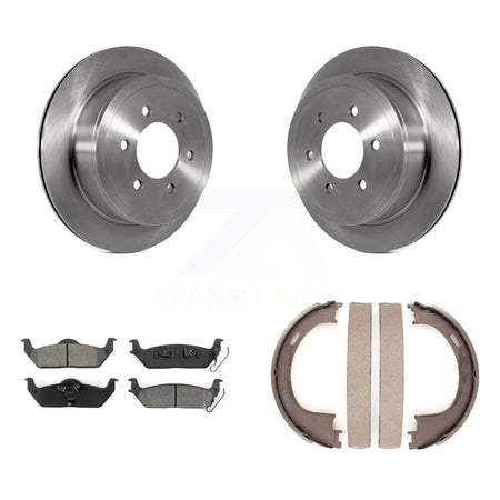 Rear Disc Rotors Semi-Metallic Pads And Parking Shoes Kit For Ford F-150 Lincoln Mark LT K8S-104470