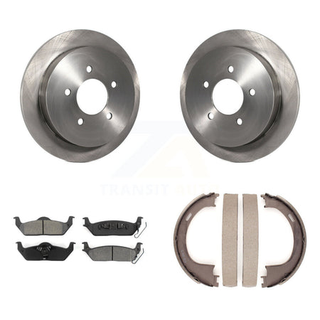 Rear Disc Rotors Semi-Metallic Pads And Parking Brake Shoes Kit For Ford F-150 K8S-104472