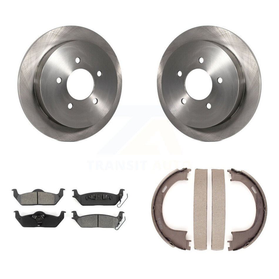 Rear Disc Rotors Semi-Metallic Pads And Parking Brake Shoes Kit For Ford F-150 K8S-104472