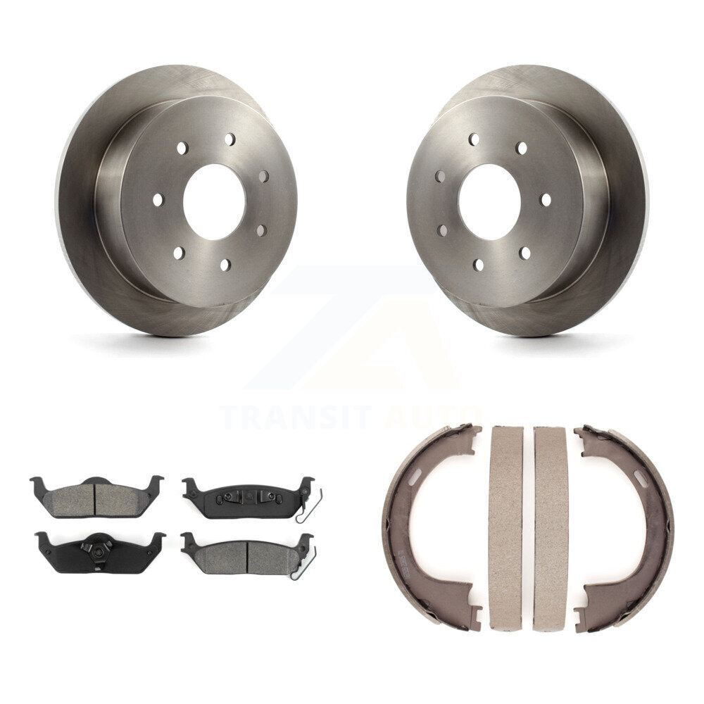 Rear Disc Rotors Semi-Metallic Pads And Parking Brake Shoes Kit For Ford F-150 K8S-104473