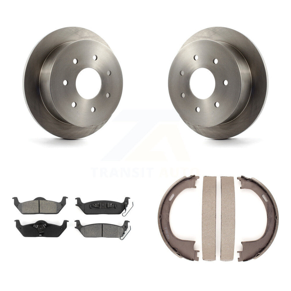 Rear Disc Rotors Semi-Metallic Pads And Parking Brake Shoes Kit For Ford F-150 K8S-104473