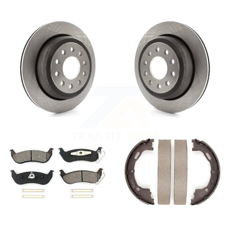 Rear Disc Rotors Semi-Metallic Pads & Parking Shoes Kit For 03-11 Lincoln Town Car Sedan K8S-104474