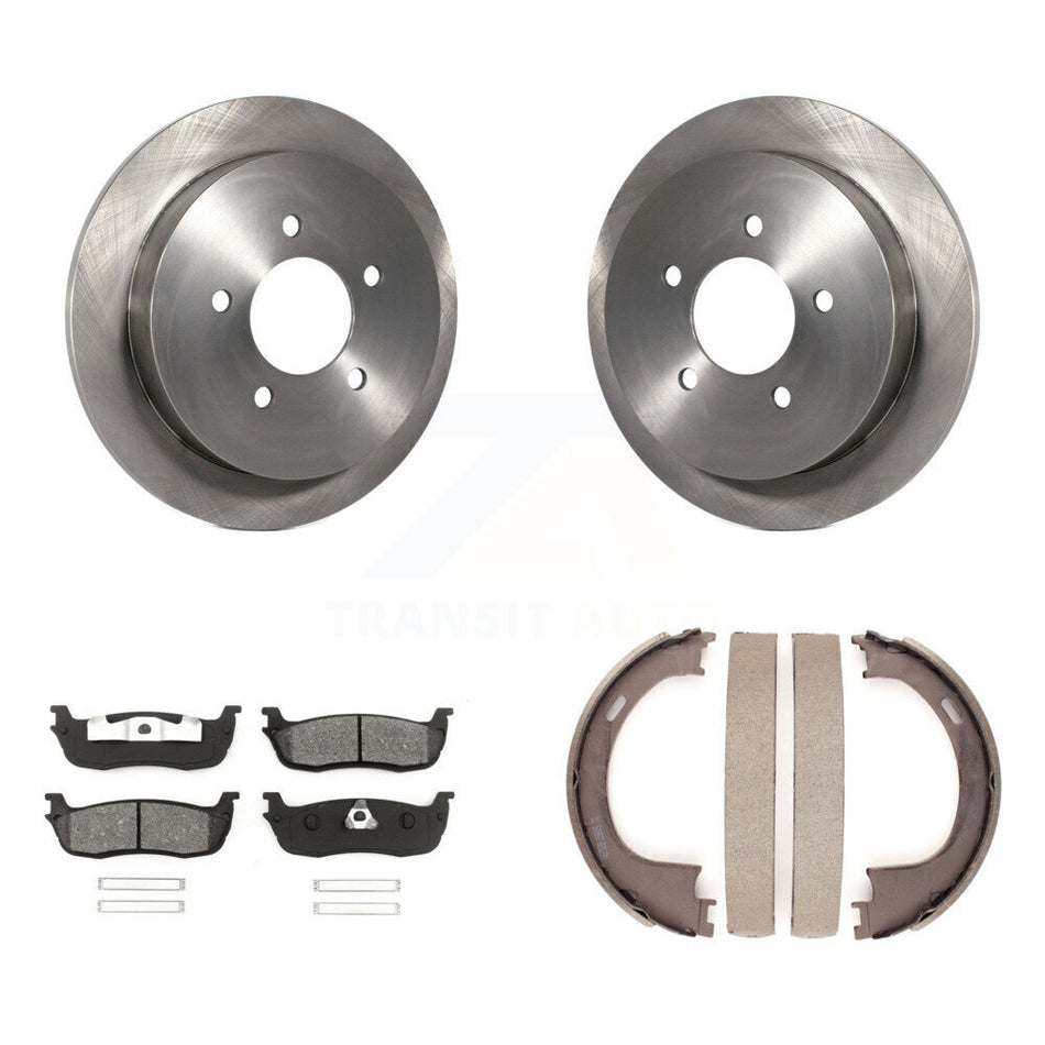 Rear Disc Rotors Semi-Metallic Pads Parking Shoes Kit For Ford F-150 Heritage Expedition K8S-104475