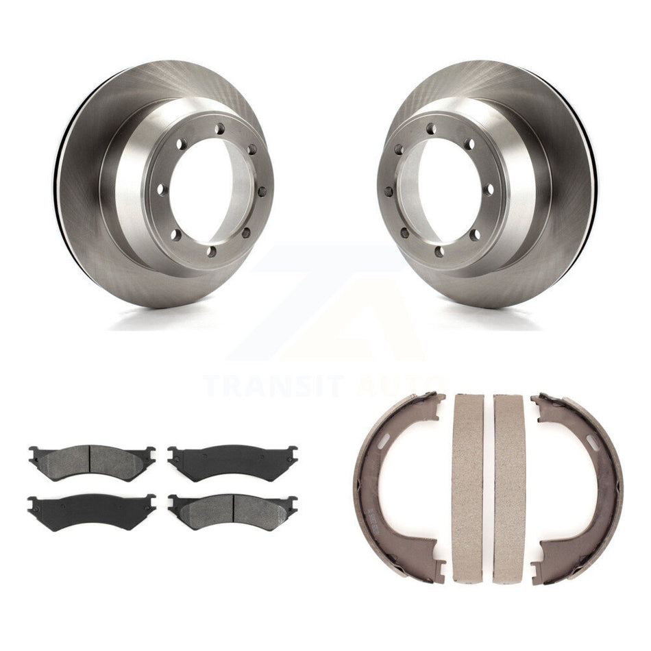 Rear Disc Rotors Semi-Metallic Pads And Parking Brake Shoes Kit For Ford F-150 Heritage K8S-104476