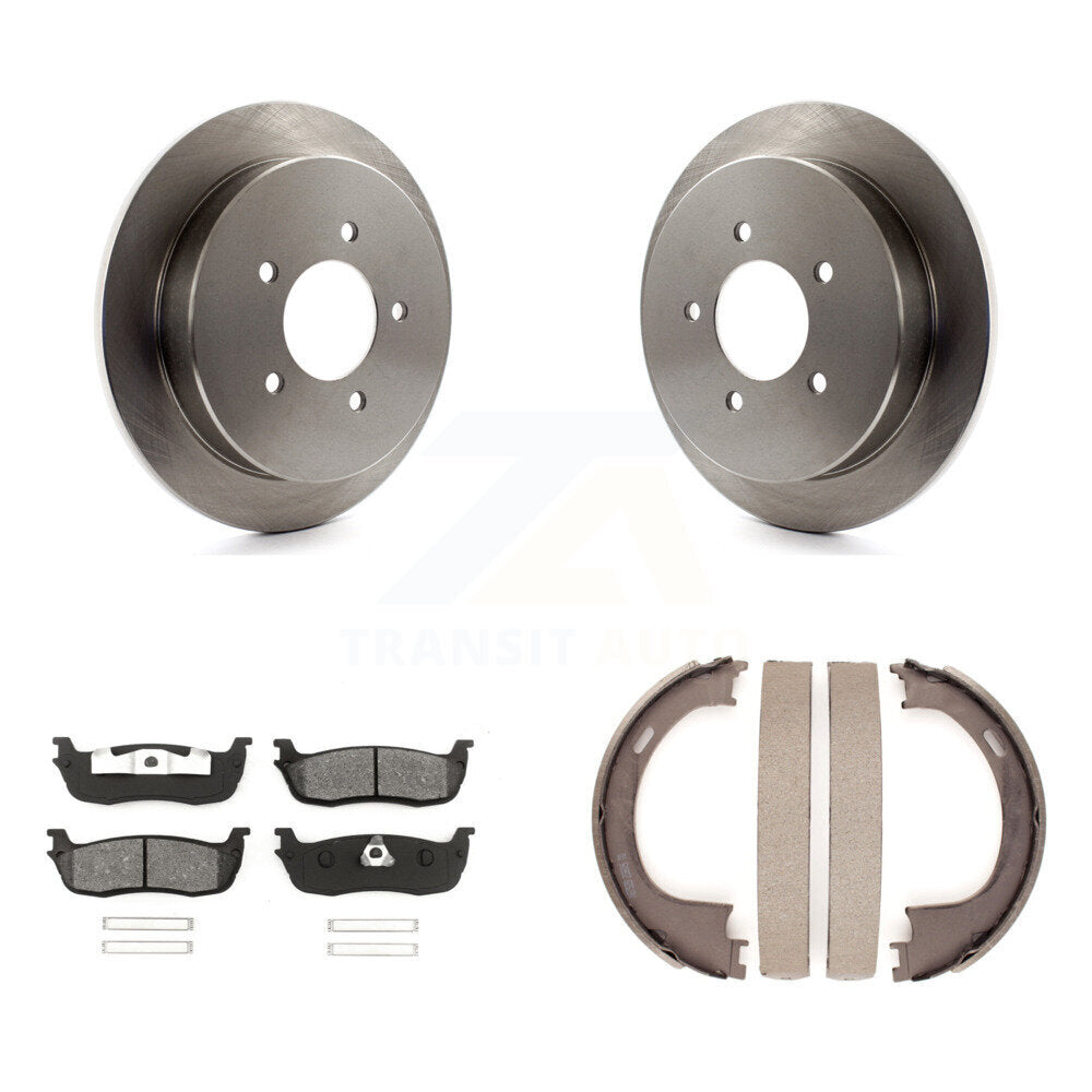 Rear Disc Rotors Semi-Metallic Pads & Parking Shoes Kit For Ford F-150 Expedition Lincoln K8S-104477